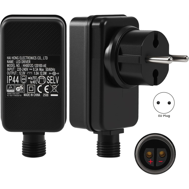 Outdoor Use Power Strip - แหล่งจ่ายไฟ LED 12V/1A, ปลั๊กไฟสำหรับเปลี่ยนไฟประดับตกแต่ง, สำหรับไฟคริสต์มาส ไฟเส้น